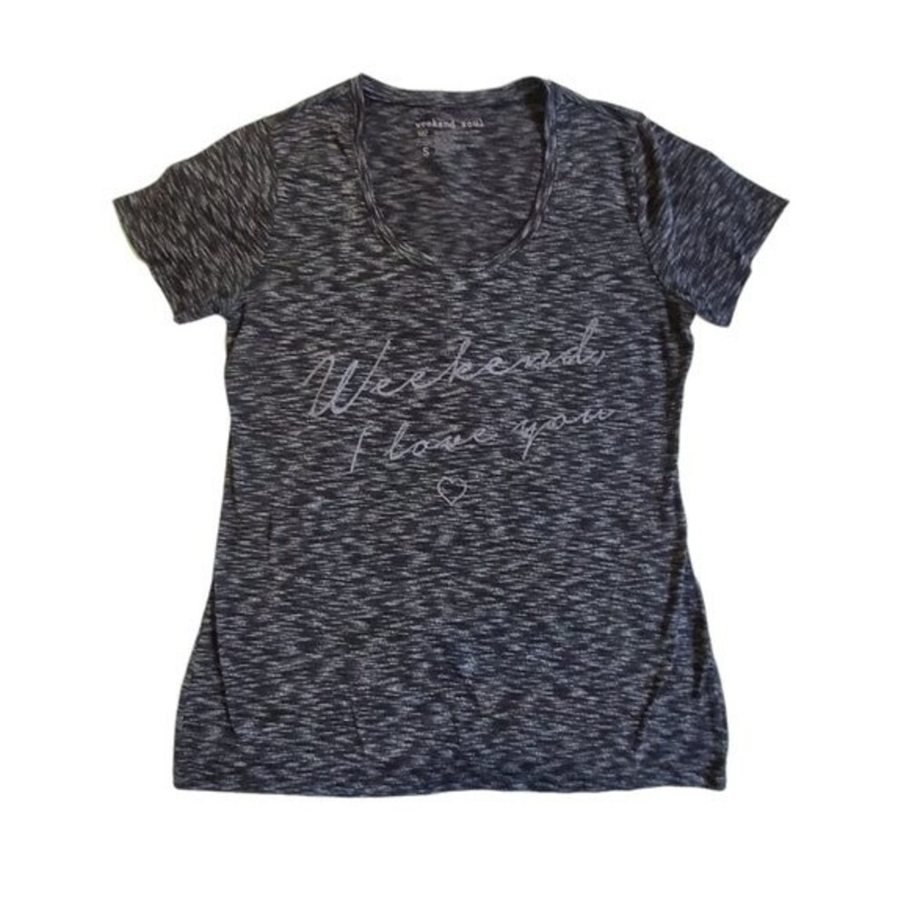 Weekend Soul gray and black Weekend I love You short sleeve burnout sz S